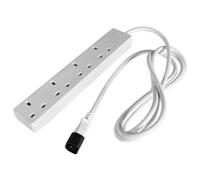 Mercury | 4 Gang Extension Lead UK to IEC C14 | 2m Cable | 240V 10A | Power Strip with 4 UK Plug Sockets | Wall Mountable | Multi Plug for UPS, Server, IT Rack | IEC60320 & RoHS Compliant | White
