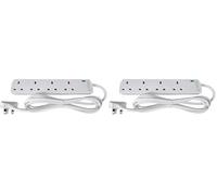 Mercury | 4 Gang Surge Protected Extension Lead 2 Metre | UK Plug Socket Power Strip | BS1363/A Certified | 13A Fused | Wall Mountable | White | Safety Electrical Cable Block for Home, Office