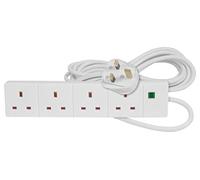 Mercury | 4 Gang UK Mains Surge Protected Extension Lead | 5 Metre White