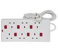 mercury 429.794UK 2 m 6 Gang Neon Switched Extension Lead - White