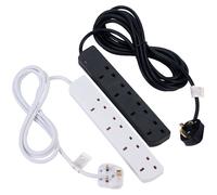 Mercury 4 Gang Extension Lead 5.0 Metre Black UK 13 Amp Rated 4 Socket Extension Lead, 4 Way Power Strip, Wall Mountable Cable Extension for Home or Office use, full Copper Conductor