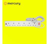 Mercury 6 gang 13A extension lead with surge protection, 2.0m