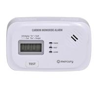 Mercury | Carbon Monoxide Alarm - Battery Powered CO Detector with LCD Display, 10 Year Lifespan, Loud 85dB Warning, UK Certified EN50291, AA Batteries Included | White