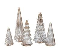 Mercury Glass Christmas Tree, LED Glass Christmas Trees for Tabletop, New 2026 Upgraded Set of 5 Illuminated Mercury Trees for Tabletops, Mantel, Centerpiece, Holiday Home & Party Decor (Silver)