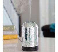 Mercury Glass Medium Glass Essential Oil Diffuser|100 mL Humidifying Ultrasonic Aromatherapy Diffuser 8 Colorful LED Lights