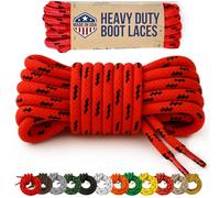 Mercury + Maia Honey Badger Work Boot Laces Heavy Duty W Kevlar - USA Made Round Shoelaces for Boots - Red Blk, 48 in (1p)