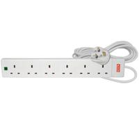 Mercury Mains 6 Gang Extension Leads with Surge Protection and neon indicator