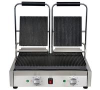 Mercury MEP-L-DARR Commercial Double Contact Grill Ribbed Plates 13A Plug-in