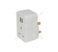 Plug Through UK Mains Adaptor With Dual USB Ports