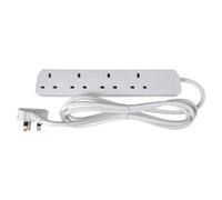 Mercury Uk 4-Gang Extension Lead 1M White 13A Bs1363 Slimline Wall Mount Power Strip For Home Office