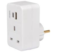 Mercury UK to EU Travel Adaptor with USB A & USB C 20W PD Fast Charging