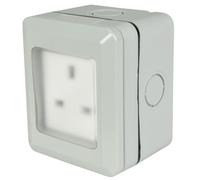 Mercury Weatherproof 1 Gang Outdoor Socket With Transparent Pvc Cover