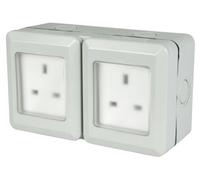 Mercury Weatherproof 2 Gang Outdoor Socket With Pvc Covers