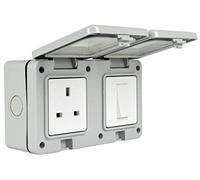 Mercury | Weatherproof Mains OUtdoor Single Switch and Socket