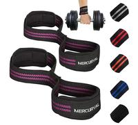 MERCURYAL Figure 8 Padded Lifting Straps Strength Training - Weight Lifting Straps - Bodybuilding Weights Training - Deadlift, Deadlift - Lifting Straps Bodybuilding for Men and Women (Black & Pink)