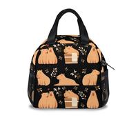 Mercuryelf Capybara Lunch Bag for Girls Boys, Insulated Lunchbox for kids, Black Funny Lunch Bags Reusable, Small Foldable Lunchbag for Work School