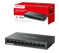 MERCUSYS 10-Port 10/100Mbps Desktop Switch with 8-Port PoE+, PoE Power Budget 65W, compatible with 802.3af/at PDs, Power management, metal case, Plug & Play, No Configuration Required (MS110P)