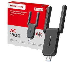 MERCUSYS MA32H AC1300 WiFi Dongle, Dual-Band USB 3.0 WiFi Adapter for PC | 2 High Gain Antennas, Broader Coverage, MU-MIMO, Lower Latency, Superior Speeds, WPA3 Security, Win 10/11, Plug & Play