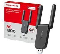 MERCUSYS MA32H TP-Link AC1300 High Gain Wireless WiFi Dongle, Strong Dual Band USB 3.0 WiFi Adapter for PC, Boosted Throughput with MU-MIMO, WPA3 High Security, High Gain Antennas, Plug and Play