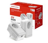 Mercusys MP300P Powerline Kit 600Mbps with 1 Port and Integrated Type F Socket, Powerline Box Kit of 2 - Ideal for Enjoying Multi-TV Service at Home, Compatible with All Boxes
