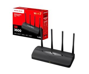MERCUSYS MR27BE Wireless Router, 7 TP-Link, Tri-Band BE3600 Mbps, Channels 160 MHz, 2 Ports 2.5G, EasyMesh, Plug and Play, 4 Omnidirectional Antennas, WiFi Repeater, 4K QAM