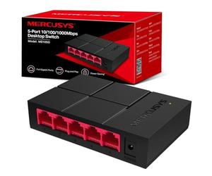 MERCUSYS MS105G 5-Port Desktop Ethernet Network Switch/Hub, 10/100/1000Mbps Ethernet Splitter, Energy Saving up to 82%, Plug & Play, TP-Link Switch, Perfect for home/small office/dormitory