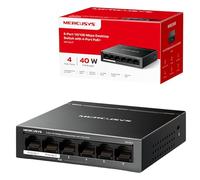 MERCUSYS 6-Port 10/100Mbps Desktop Switch with 4-Port PoE+, PoE Power Budget 40W, compatible with 802.3af/at PDs, Power management, metal case, Plug & Play, No Configuration Required (MS106LP)
