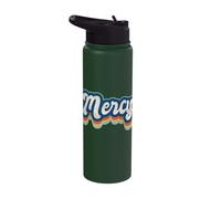 Mercy First Name Girl Vintage Style 70s 80s Personalized Stainless Steel Insulated Water Bottle