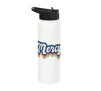 Mercy First Name Girl Vintage Style 70s 80s Personalized Stainless Steel Insulated Water Bottle