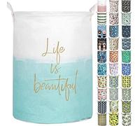 Merdes 19.7'' Waterproof Foldable Laundry Hamper, Dirty Clothes Laundry Basket, Linen Bin Storage Organizer for Toy Collection (Life Blue)