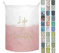 Merdes 19.7'' Waterproof Foldable Laundry Hamper, Dirty Clothes Laundry Basket, Linen Bin Storage Organizer for Toy Collection (Life Pink)