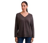 -MERE.CH 100% mere Women's Jumper with Straight Cut and Side Slit | Sweater V-Neck 2-ply - Grey - X-Large