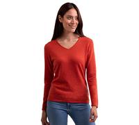 -MERE.CH 100% mere women's sweater, V-neck 2-ply sweater, Siena yellow, L