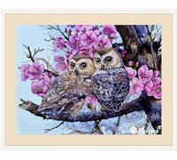 Merejka Counted Cross Stitch Embroidery Kit Two Owls in Spring Blossom