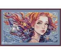 Merejka Counted Cross Stitch Kit - K-275 Water - 36.5x20 cm Finished Size - Complete Embroidery Kit with Zweigart Aida Canvas, DMC Threads, John James Needle & Fantastitch Digital Pattern