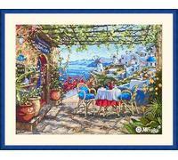 Merejka Counted Cross Stitch Kit Santorini. View from Terrace, ecru