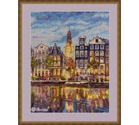 Merejka K-232 Amsterdam, Cotton, Multi-Colour, Aida 16ct. Blue-Grey 30 x 39,5 cm
