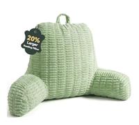 MEREZA Reading Pillow for Bed Adult, Extra Large Back Support Pillow with Arms, Soft Corduroy Cuddle Cushion for Bed Sofa Chair, TV Watching Gaming Relaxing Working Green