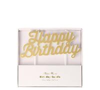 Meri Meri Gold Happy Birthday Candle (Pack of 1)
