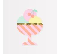 Meri Meri Ice Cream Sundae Paper Napkins (Pack of 16), Disposable Party Napkins, Thick & Absorbent 3-Ply Paper for Ice Cream Party & Summer Party Decorations, Kids & Adults, 4.75 x 6.75"