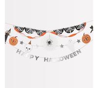 Meri Meri It's Halloween! 3 in 1 Halloween Garland (Pack of 1) 7’ Strand (11’ Including Excess Cord) Large Reusable Halloween Party Decoration, Garland Split Into 3 Strings