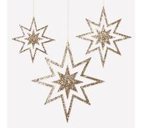 Meri Meri Large Glitter Wooden Star Christmas Decorations (Pack of 3), 3 Sizes, Large Christmas Ornaments, Reusable Hanging Decorations, Star Sizes: 10.75", 14.375", 18.5"
