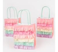 Meri Meri Meadow Unicorns Fringe Paper Party Bags (Pack of 8), Unicorn Party Favor Bags for Birthday, Baby Shower, Princess, Pastel Fringe