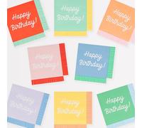 Meri Meri Mixed Happy Birthday Napkins, (Pack of 16), Disposable Paper Happy Brithday Party Napkins, Thick & Absorbent 3-Ply Paper, Vibrant Colours, Fringed Border