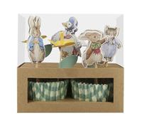 Meri Meri Peter Rabbit™ In The Garden Cupcake Kit (Pack of 24), Peter Rabbit™ Cupcake Decorations, Easter Cupcake Toppers & Mint Gingham Cupcake Paper