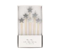 Meri Meri Silver Star Candles (Pack of 6)