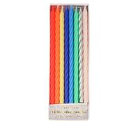 Meri Meri Twisted Long Birthday Candles for Cake (Pack of 16)