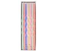 Meri Meri Twisted Long Birthday Candles for Cake (Pack of 16), 7" Tall, Unscented Meri Meri Birthday Candles