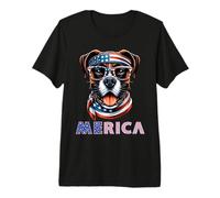 Merica Boxer American Flag Patriotic 4th of July Premium T-Shirt