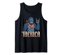 Merica Funny Patriotic Gorilla Rock On Bandana Graphic Tank Top